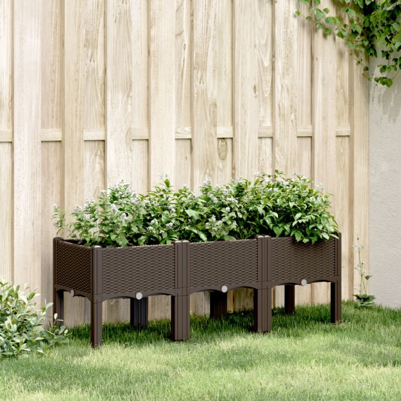 vidaXL Pflanzkasten mit Beinen Braun 120x40x42 cm PP vidaXL Pflanzkasten mit Beinen Braun 120x40x42 cm PP