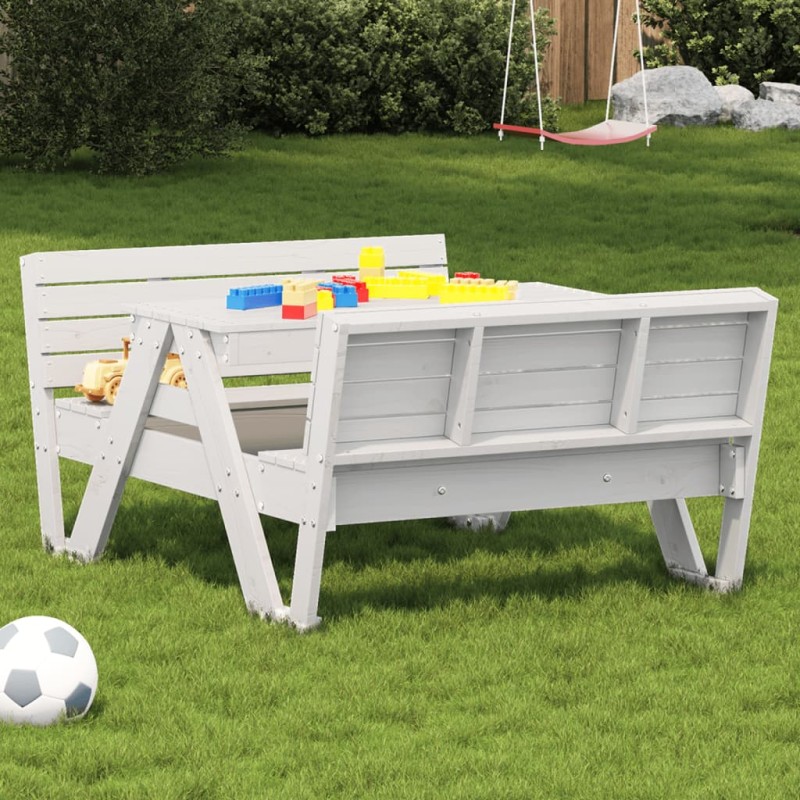 vidaXL Picknicktisch für Kinder Weiß 88x122x58 cm Massivholz Kiefer vidaXL Picknicktisch für Kinder Weiß 88x122x58 cm Massivholz Kiefer