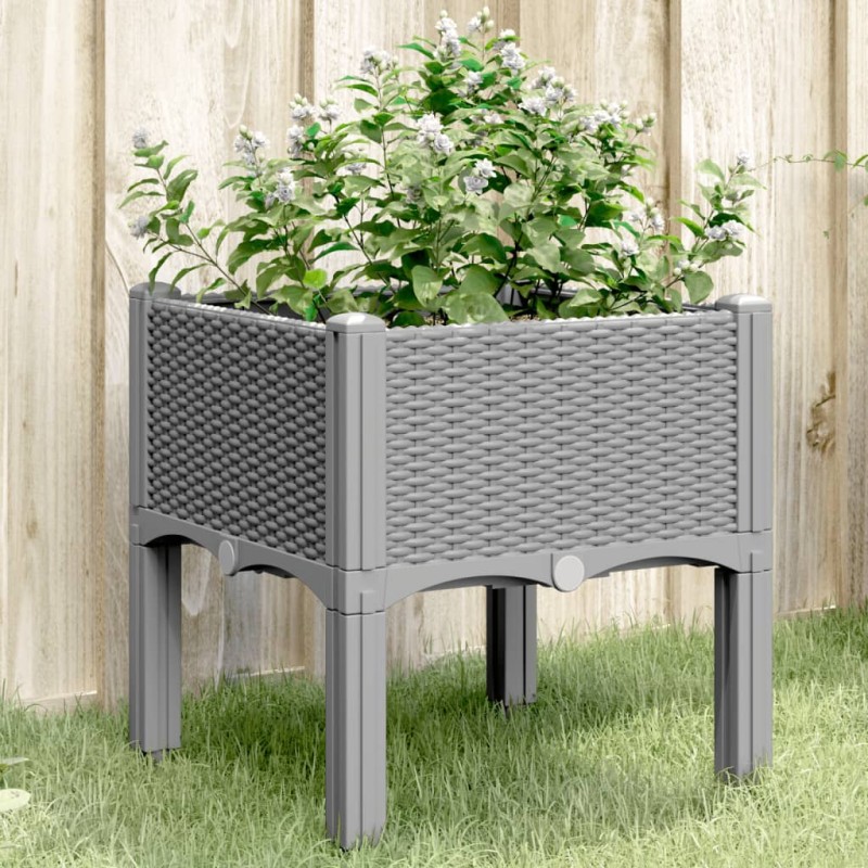 vidaXL Pflanzkasten mit Beinen Hellgrau 40x40x42 cm PP vidaXL Pflanzkasten mit Beinen Hellgrau 40x40x42 cm PP
