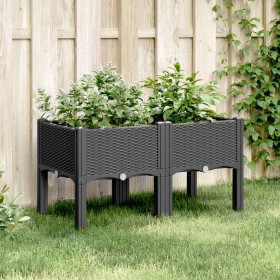 vidaXL Pflanzkasten mit Beinen Schwarz 80x40x42 cm PP