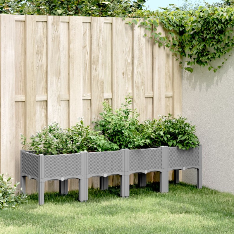 vidaXL Pflanzkasten mit Beinen Hellgrau 160x40x42 cm PP vidaXL Pflanzkasten mit Beinen Hellgrau 160x40x42 cm PP