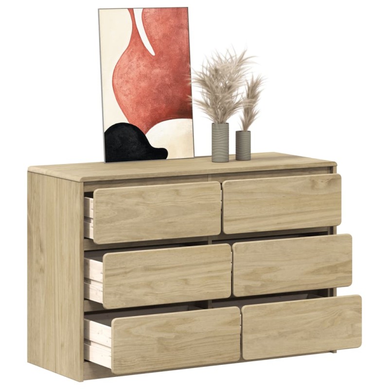 vidaXL Schubladenkommode SAUDA Eiche-Optik 111x43x73,5 cm Kiefernholz vidaXL Schubladenkommode SAUDA Eiche-Optik 111x43x73,5 cm Kiefernholz