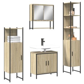 vidaXL 4-tlg. Badmöbel-Set Sonoma-Eiche Holzwerkstoff