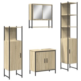 vidaXL 4-tlg. Badmöbel-Set Sonoma-Eiche Holzwerkstoff