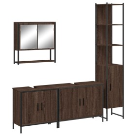 vidaXL 4-tlg. Badmöbel-Set Braun Eichen-Optik Holzwerkstoff