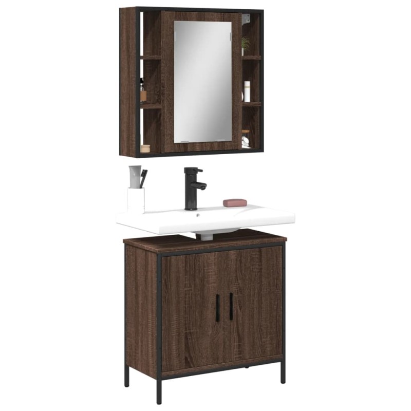 vidaXL 2-tlg. Badmöbel-Set Braun Eichen-Optik Holzwerkstoff vidaXL 2-tlg. Badmöbel-Set Braun Eichen-Optik Holzwerkstoff