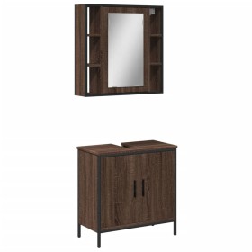 vidaXL 2-tlg. Badmöbel-Set Braun Eichen-Optik Holzwerkstoff