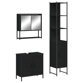 vidaXL 3-tlg. Badmöbel-Set Schwarz Holzwerkstoff