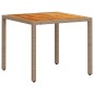 vidaXL Gartentisch Beige 90x90x75 cm Poly Rattan Akazienholz vidaXL Gartentisch Beige 90x90x75 cm Poly Rattan Akazienholz