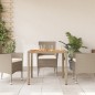 vidaXL Gartentisch Beige 90x90x75 cm Poly Rattan Akazienholz vidaXL Gartentisch Beige 90x90x75 cm Poly Rattan Akazienholz