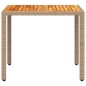 vidaXL Gartentisch Beige 90x90x75 cm Poly Rattan Akazienholz vidaXL Gartentisch Beige 90x90x75 cm Poly Rattan Akazienholz