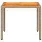 vidaXL Gartentisch Beige 90x90x75 cm Poly Rattan Akazienholz vidaXL Gartentisch Beige 90x90x75 cm Poly Rattan Akazienholz