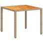vidaXL Gartentisch Beige 90x90x75 cm Poly Rattan Akazienholz vidaXL Gartentisch Beige 90x90x75 cm Poly Rattan Akazienholz