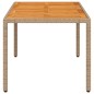 vidaXL Gartentisch Beige 190x90x75 cm Poly Rattan Akazienholz vidaXL Gartentisch Beige 190x90x75 cm Poly Rattan Akazienholz