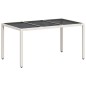 vidaXL Gartentisch mit Glasplatte Weiß 150x90x75 cm Poly Rattan vidaXL Gartentisch mit Glasplatte Weiß 150x90x75 cm Poly Rattan