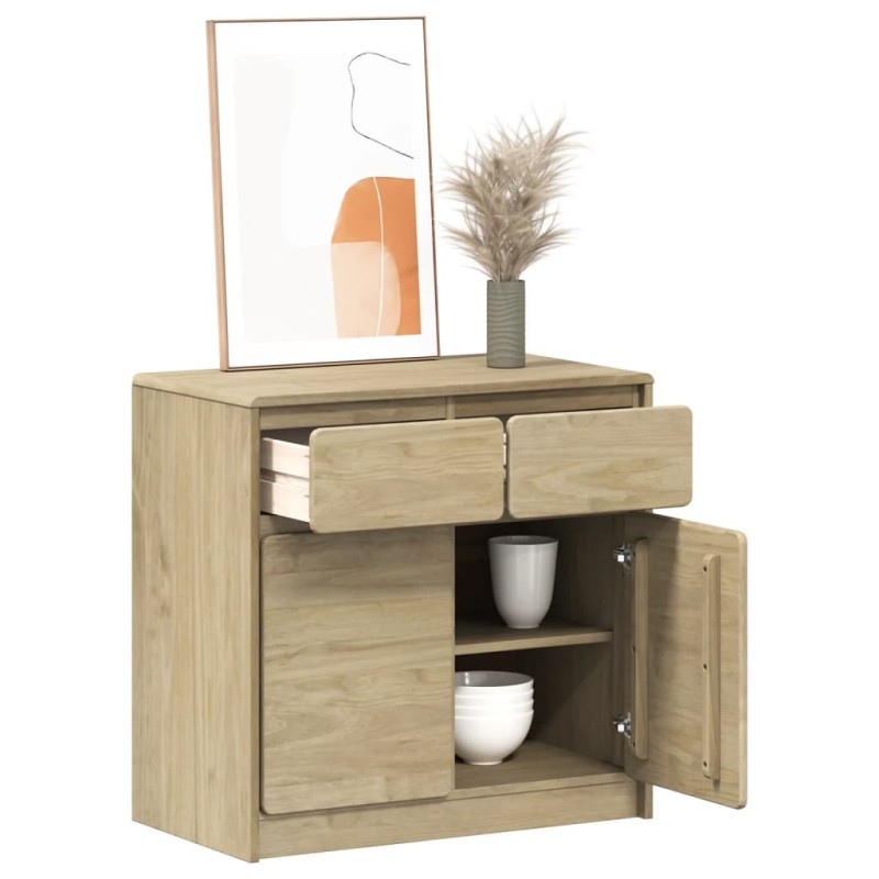 vidaXL Sideboard SAUDA Eiche-Optik 80x43x75,5 cm Kiefernholz vidaXL Sideboard SAUDA Eiche-Optik 80x43x75,5 cm Kiefernholz