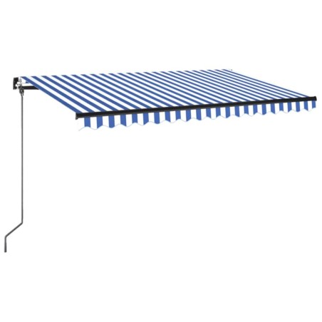vidaXL Markise Manuell Einziehbar mit LED 400x350 cm Blau und Weiß