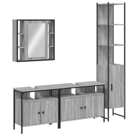 vidaXL 4-tlg. Badmöbel-Set Grau Sonoma Holzwerkstoff