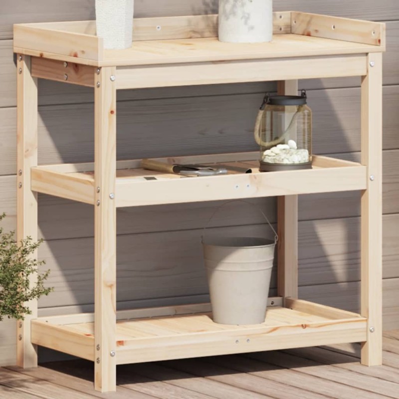 vidaXL Pflanztisch mit Ablagen 82,5x45x86,5 cm Massivholz Kiefer vidaXL Pflanztisch mit Ablagen 82,5x45x86,5 cm Massivholz Kiefer