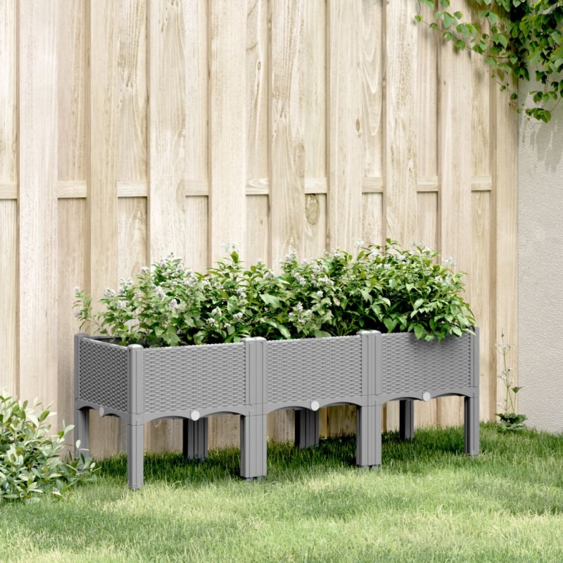 vidaXL Pflanzkasten mit Beinen Hellgrau 120x40x42 cm PP vidaXL Pflanzkasten mit Beinen Hellgrau 120x40x42 cm PP