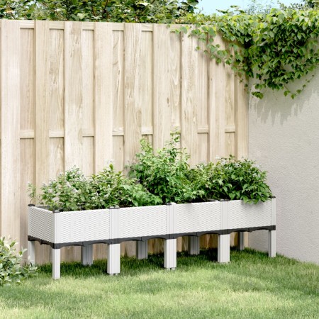 vidaXL Pflanzkasten mit Beinen Weiß 160x40x42 cm PP