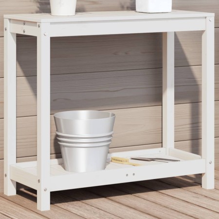 vidaXL Pflanztisch mit Ablage Weiß 82,5x35x75 cm Massivholz Kiefer
