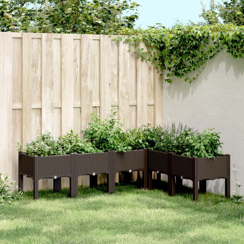 vidaXL Pflanzkasten mit Beinen Braun 160x120x42 cm PP vidaXL Pflanzkasten mit Beinen Braun 160x120x42 cm PP