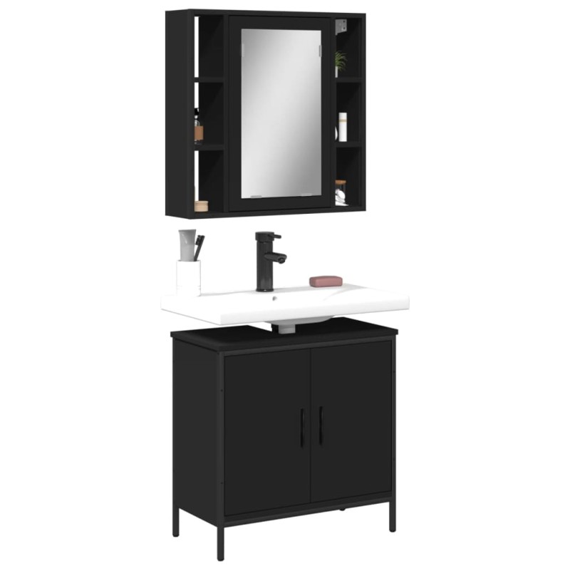 vidaXL 2-tlg. Badmöbel-Set Schwarz Holzwerkstoff vidaXL 2-tlg. Badmöbel-Set Schwarz Holzwerkstoff