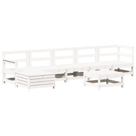 vidaXL 7-tlg. Garten-Lounge-Set Weiß Massivholz Kiefer