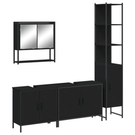 vidaXL 4-tlg. Badmöbel-Set Schwarz Holzwerkstoff