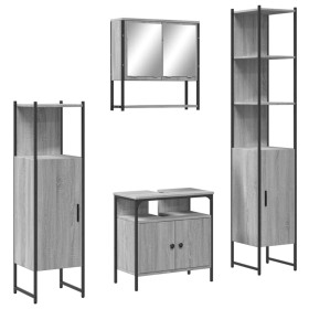 vidaXL 4-tlg. Badmöbel-Set Grau Sonoma Holzwerkstoff