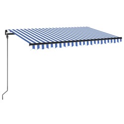 Gelenkarmmarkise Einziehbar mit LED 450x300 cm Blau und Weiß