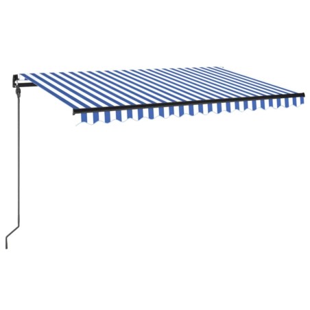 Gelenkarmmarkise Einziehbar mit LED 450x300 cm Blau und Weiß