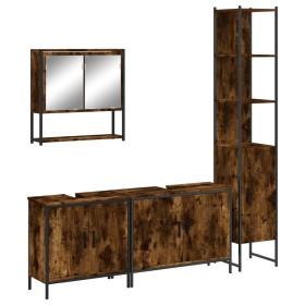 vidaXL 4-tlg. Badmöbel-Set Räuchereiche Holzwerkstoff