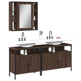 vidaXL 3-tlg. Badmöbel-Set Braun Eichen-Optik Holzwerkstoff