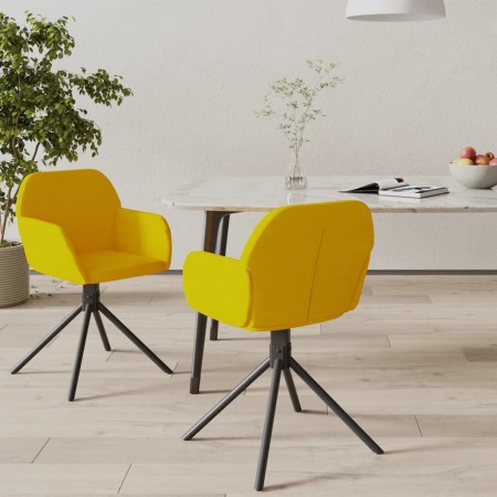 vidaXL Esszimmerstühle 2 Stk. Drehbar Gelb Samt