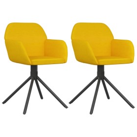 vidaXL Esszimmerstühle 2 Stk. Drehbar Gelb Samt