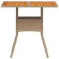 vidaXL Gartentisch Beige 80x80x75 cm Poly Rattan Akazienholz