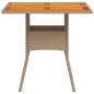 vidaXL Gartentisch Beige 80x80x75 cm Poly Rattan Akazienholz
