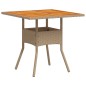 vidaXL Gartentisch Beige 80x80x75 cm Poly Rattan Akazienholz
