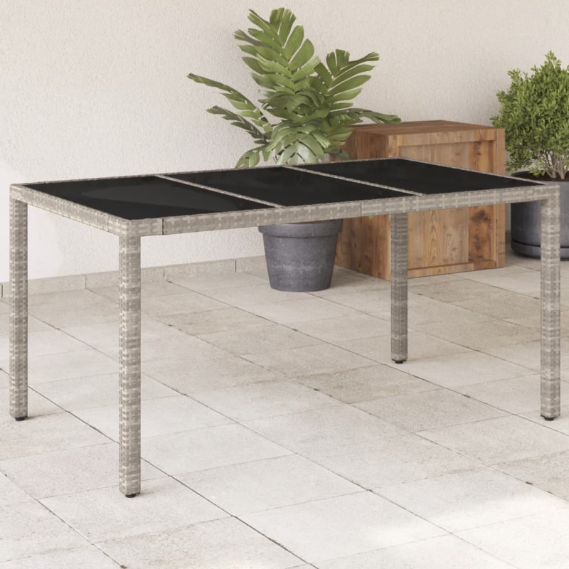 vidaXL Gartentisch mit Glasplatte Hellgrau 150x90x75 cm Poly Rattan vidaXL Gartentisch mit Glasplatte Hellgrau 150x90x75 cm Poly Rattan