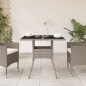 vidaXL Gartentisch mit Glasplatte Hellgrau 80x80x75 cm Poly Rattan vidaXL Gartentisch mit Glasplatte Hellgrau 80x80x75 cm Poly Rattan