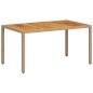 vidaXL Gartentisch Beige 150x90x75 cm Poly Rattan Akazienholz vidaXL Gartentisch Beige 150x90x75 cm Poly Rattan Akazienholz