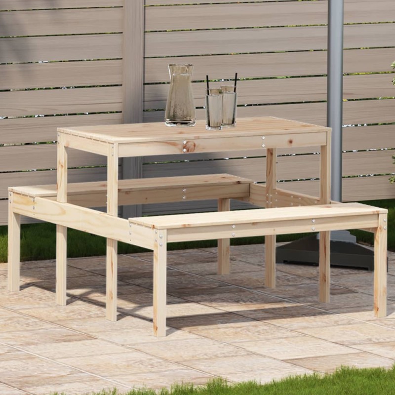 vidaXL Picknicktisch 110x134x75 cm Massivholz Kiefer vidaXL Picknicktisch 110x134x75 cm Massivholz Kiefer