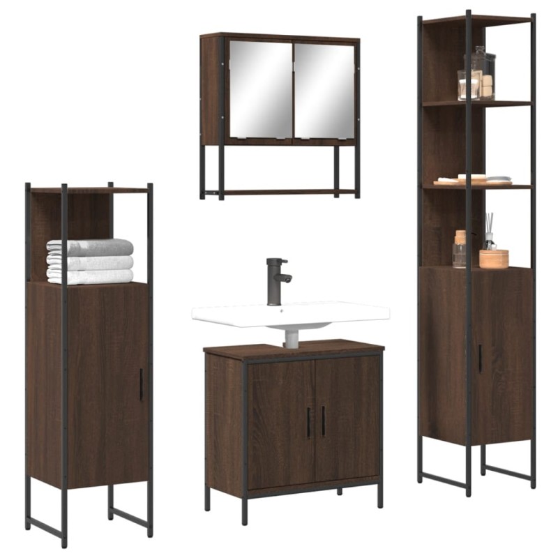 vidaXL 4-tlg. Badmöbel-Set Braun Eichen-Optik Holzwerkstoff vidaXL 4-tlg. Badmöbel-Set Braun Eichen-Optik Holzwerkstoff