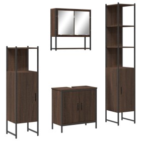 vidaXL 4-tlg. Badmöbel-Set Braun Eichen-Optik Holzwerkstoff