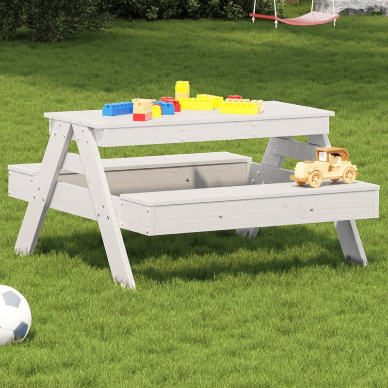 vidaXL Picknicktisch für Kinder Weiß 88x97x52 cm Massivholz Kiefer vidaXL Picknicktisch für Kinder Weiß 88x97x52 cm Massivholz Kiefer