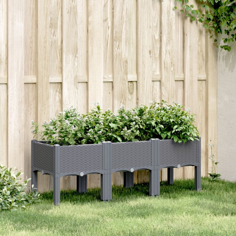vidaXL Pflanzkasten mit Beinen Grau 120x40x42 cm PP vidaXL Pflanzkasten mit Beinen Grau 120x40x42 cm PP