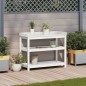 vidaXL Pflanztisch mit Ablagen Weiß 108x45x86,5 cm Massivholz Kiefer vidaXL Pflanztisch mit Ablagen Weiß 108x45x86,5 cm Massivholz Kiefer