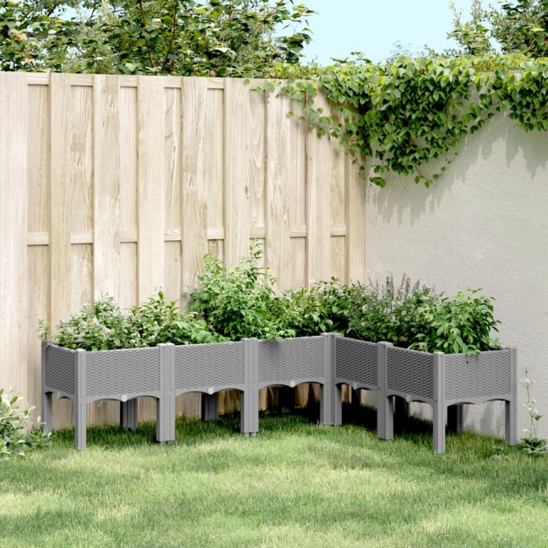 vidaXL Pflanzkasten mit Beinen Hellgrau 160x120x42 cm PP vidaXL Pflanzkasten mit Beinen Hellgrau 160x120x42 cm PP
